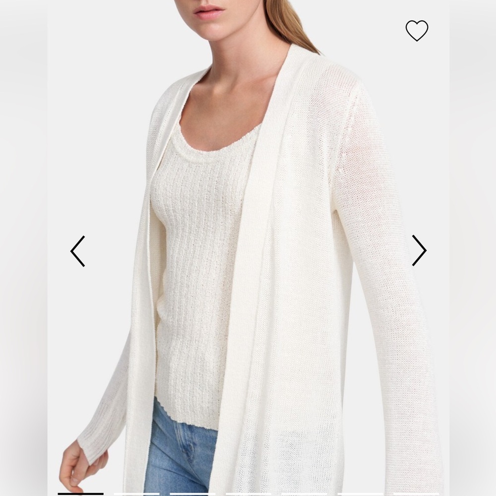 Theory Cardigan Sweater Open Front White Sz M